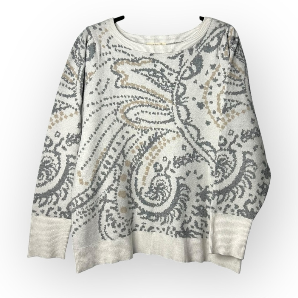 Peyton Primrose Abstract Paisley Ivory Sweater XL